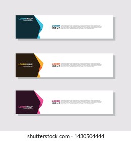  abstract modern collection of web banner template. Abstract geometric web design banner template isolated on dark grey background