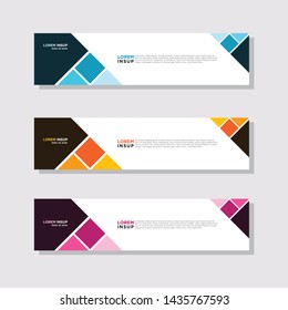  abstract modern collection of web banner template. Abstract geometric web design banner template isolated on dark grey background