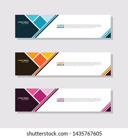  abstract modern collection of web banner template. Abstract geometric web design banner template isolated on dark grey background