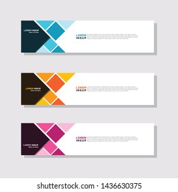  abstract modern collection of web banner template. Abstract geometric web design banner template isolated on dark grey background