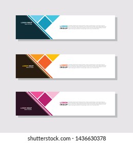  abstract modern collection of web banner template. Abstract geometric web design banner template isolated on dark grey background