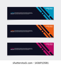 Abstract modern collection of web banner template. Abstract geometric web design banner template isolated on dark grey background EPS 10