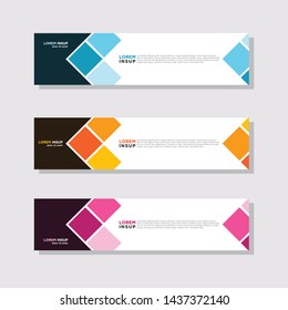  abstract modern collection of web banner template. Abstract geometric web design banner template isolated on dark grey background