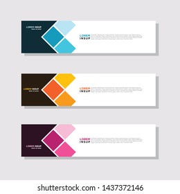  abstract modern collection of web banner template. Abstract geometric web design banner template isolated on dark grey background