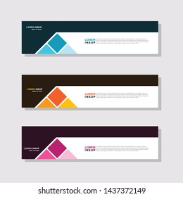  abstract modern collection of web banner template. Abstract geometric web design banner template isolated on dark grey background
