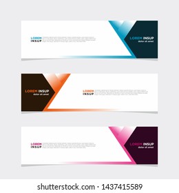 Abstract modern collection of web banner template. Abstract geometric web design banner template isolated on dark grey background EPS 10