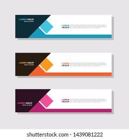  abstract modern collection of web banner template. Abstract geometric web design banner template isolated on dark grey background
