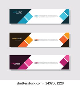  abstract modern collection of web banner template. Abstract geometric web design banner template isolated on dark grey background