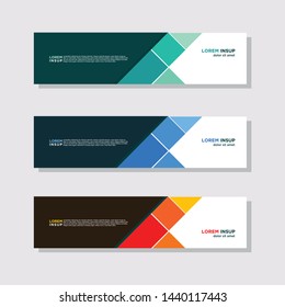 abstract modern collection of web banner template. Abstract geometric web design banner template isolated on dark grey background