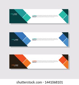  abstract modern collection of web banner template. Abstract geometric web design banner template isolated on dark grey background