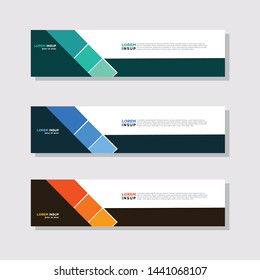  abstract modern collection of web banner template. Abstract geometric web design banner template isolated on dark grey background