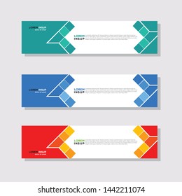  abstract modern collection of web banner template. Abstract geometric web design banner template isolated on dark grey background