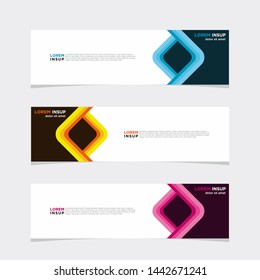Abstract modern collection of web banner template. Abstract geometric web design banner template isolated on dark grey background EPS 10. Combination Single Colors and Gradations.