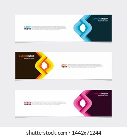 Abstract modern collection of web banner template. Abstract geometric web design banner template isolated on dark grey background EPS 10. Combination Single Colors and Gradations.