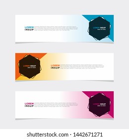 Abstract modern collection of web banner template. Abstract geometric web design banner template isolated on dark grey background EPS 10. Combination Single Colors and Gradations.
