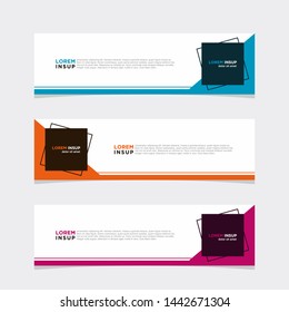 Abstract modern collection of web banner template. Abstract geometric web design banner template isolated on dark grey background EPS 10. Combination Single Colors and Gradations.