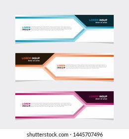 Abstract modern collection of web banner template. Abstract geometric web design banner template isolated on dark grey background EPS 10 with line gradations