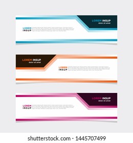 Abstract modern collection of web banner template. Abstract geometric web design banner template isolated on dark grey background EPS 10 with line gradations