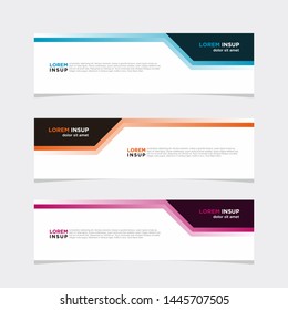 Abstract modern collection of web banner template. Abstract geometric web design banner template isolated on dark grey background EPS 10 with line gradations
