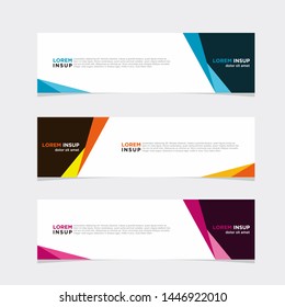Abstract modern collection of web banner template. Abstract geometric puzzles web design banner template isolated on dark grey background EPS 10 