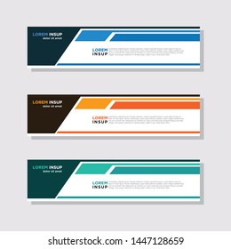  abstract modern collection of web banner template. Abstract geometric web design banner template isolated on dark grey background