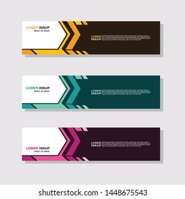  abstract modern collection of web banner template. Abstract geometric web design banner template isolated on dark grey background