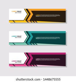 abstract modern collection of web banner template. Abstract geometric web design banner template isolated on dark grey background