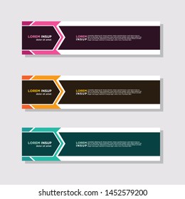  abstract modern collection of web banner template. Abstract geometric web design banner template isolated on dark grey background