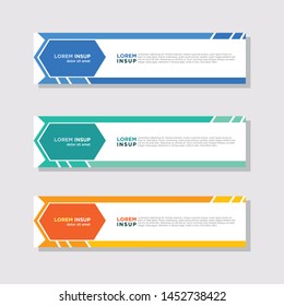  abstract modern collection of web banner template. Abstract geometric web design banner template isolated on dark grey background