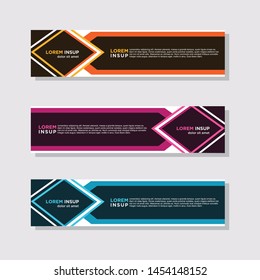  abstract modern collection of web banner template. Abstract geometric web design banner template isolated on dark grey background
