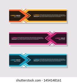  abstract modern collection of web banner template. Abstract geometric web design banner template isolated on dark grey background