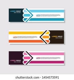  abstract modern collection of web banner template. Abstract geometric web design banner template isolated on dark grey background