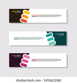  abstract modern collection of web banner template. Abstract geometric web design banner template isolated on dark grey background