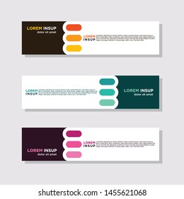  abstract modern collection of web banner template. Abstract geometric web design banner template isolated on dark grey background
