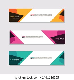  abstract modern collection of web banner template. Abstract geometric web design banner template isolated on dark grey background