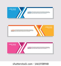  abstract modern collection of web banner template. Abstract geometric web design banner template isolated on dark grey background