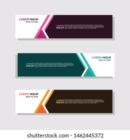  abstract modern collection of web banner template. Abstract geometric web design banner template isolated on dark grey background