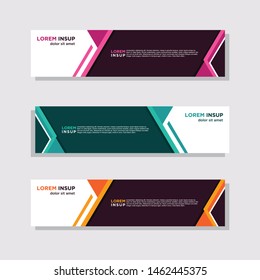  abstract modern collection of web banner template. Abstract geometric web design banner template isolated on dark grey background