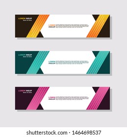  abstract modern collection of web banner template. Abstract geometric web design banner template isolated on dark grey background