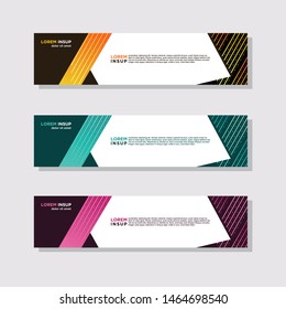  abstract modern collection of web banner template. Abstract geometric web design banner template isolated on dark grey background