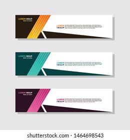  abstract modern collection of web banner template. Abstract geometric web design banner template isolated on dark grey background