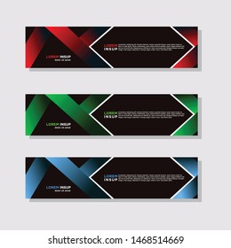 abstract modern collection of web banner template. Abstract geometric web design banner template isolated on dark grey background