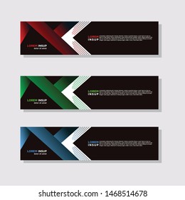 abstract modern collection of web banner template. Abstract geometric web design banner template isolated on dark grey background