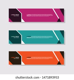 abstract modern collection of web banner template. Abstract geometric web design banner template isolated on dark grey background