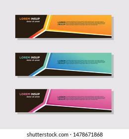 abstract modern collection of web banner template. Abstract geometric web design banner template isolated on dark grey background