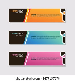 abstract modern collection of web banner template. Abstract geometric web design banner template isolated on dark grey background