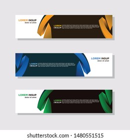 abstract modern collection of web banner template. Abstract geometric web design banner template isolated on dark grey background