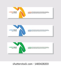abstract modern collection of web banner template. Abstract geometric web design banner template isolated on dark grey background
