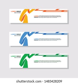abstract modern collection of web banner template. Abstract geometric web design banner template isolated on dark grey background