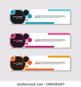 abstract modern collection of web banner template. Abstract geometric web design banner template isolated on dark grey background